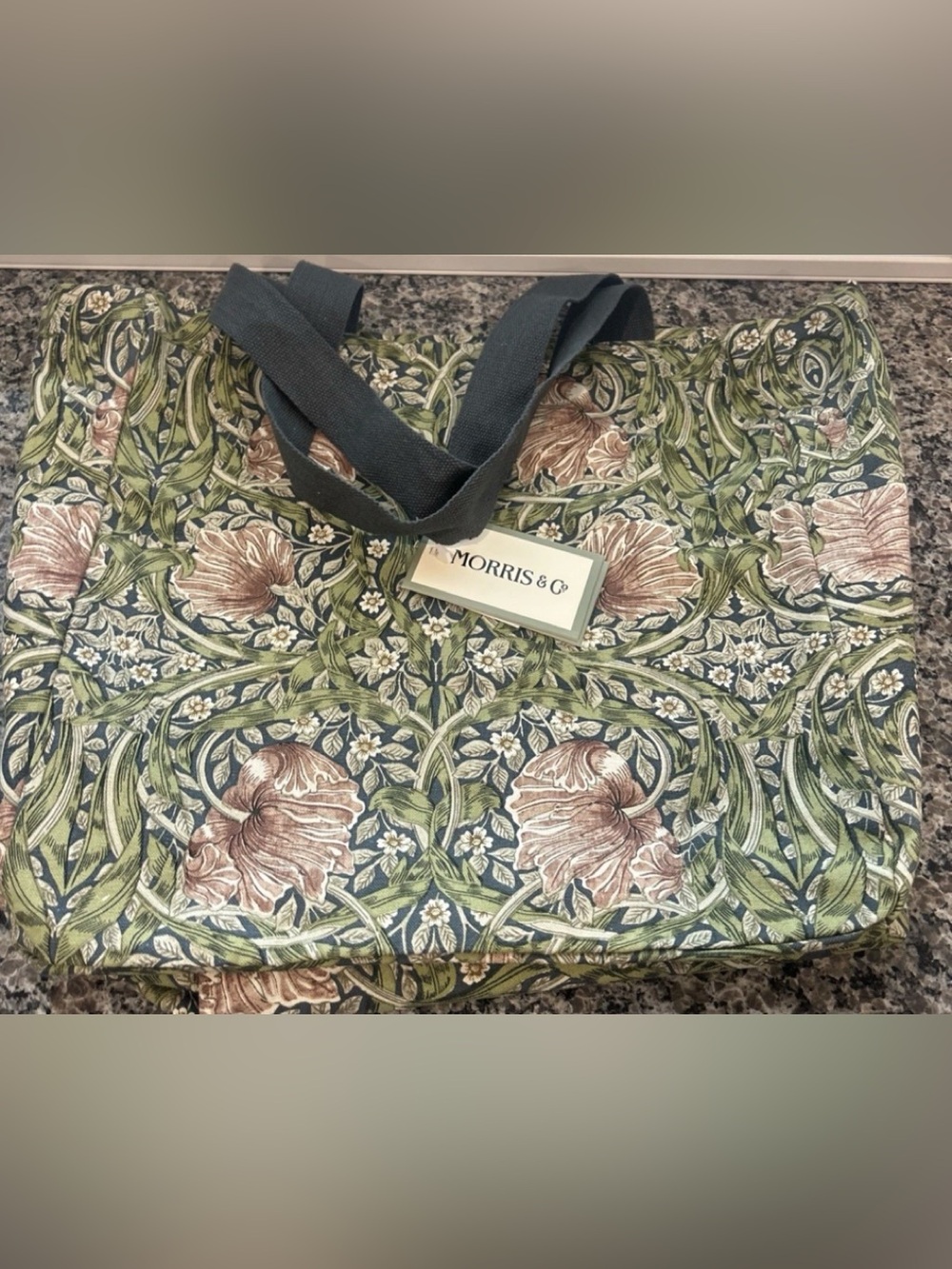 William Morris and Co. Canvas Tote Bag Pimpernel Stickley Style Green Floral